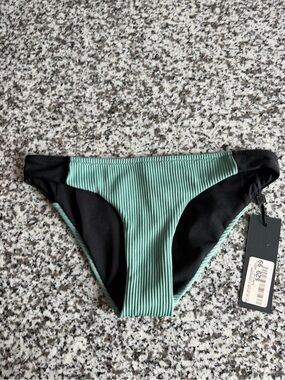 NWT Mystic Mint Ribbed Bikini Bottom with Black Trim